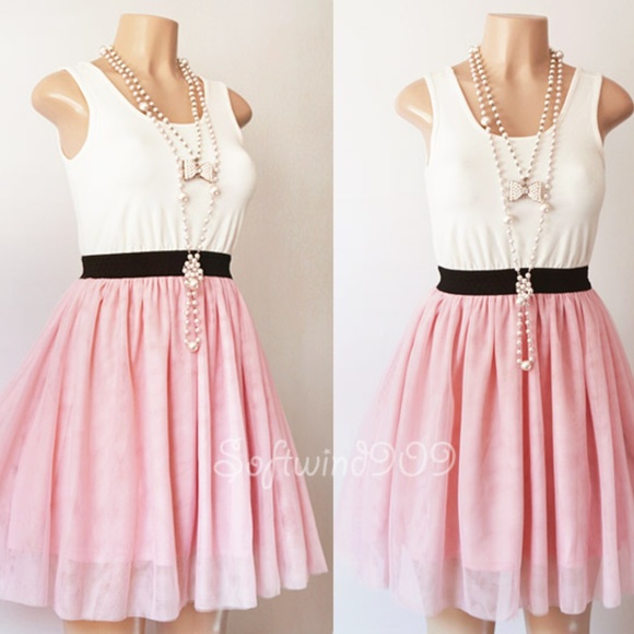 Last☝️ Pink Tutu Tulle Mesh Ballerina Casual Dress - Picture 2 of 8